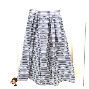 JCrew blue and white seersucker midi skirt